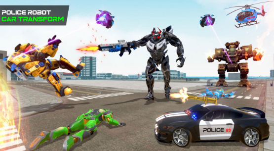 ˱ν(Flying Grand Police Car Transform Robot Games)