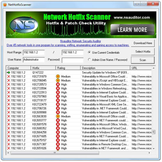 局域网安全补丁扫描器(NetHotfixScanner)1.4.4