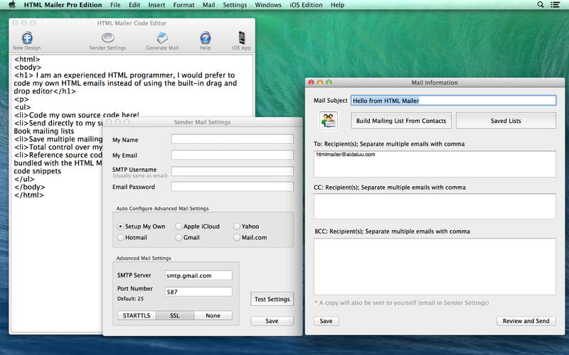 HTML Mailer for Mac ʼ3.10 °