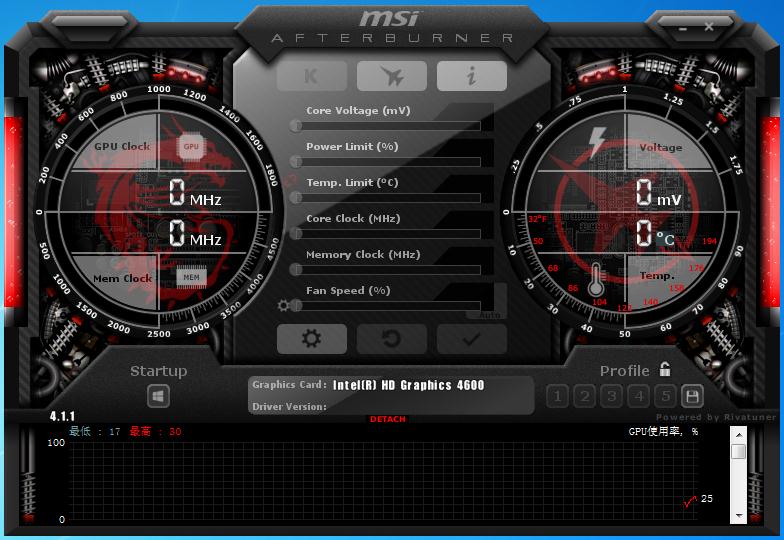 微星显卡超频工具MSI Afterburner下载4.1.1 中文版