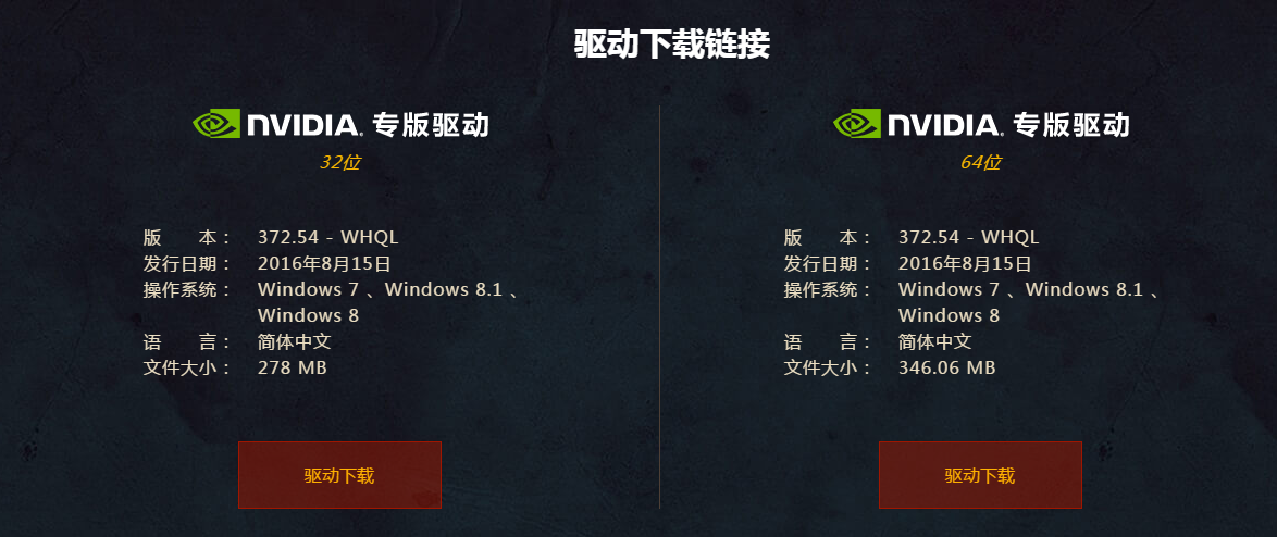 魔兽世界NVIDIA专版驱动下载32位/64位v372.54 - WHQL