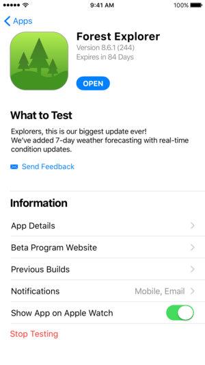 TestFlight°v3.2.1 iOS