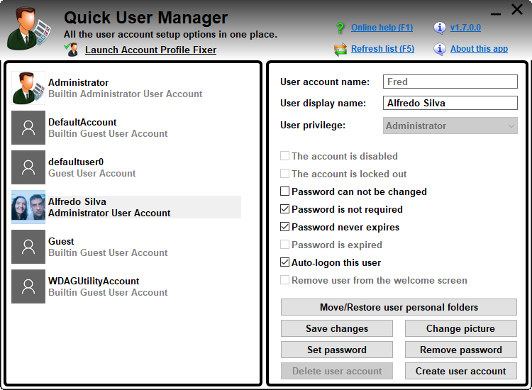 Quick User Managerv1.6 ɫ