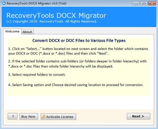 RecoveryTools DOCX Migrator