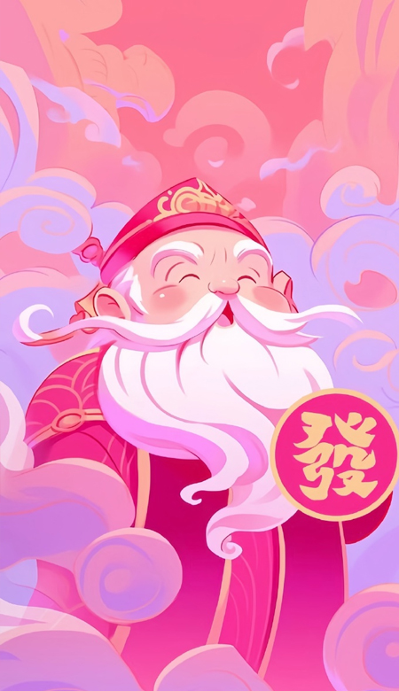 粉色系超俏皮的可爱财神壁纸 祝你快乐太俗那祝你暴富你看行不行